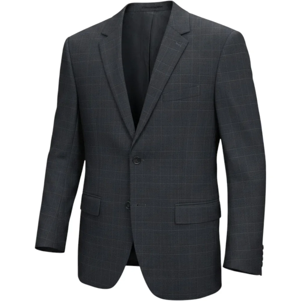 Theory Wellar HC Cobourg Blazer Mens 38R Grey Glen Plaid Wool Stretch Sport Coat